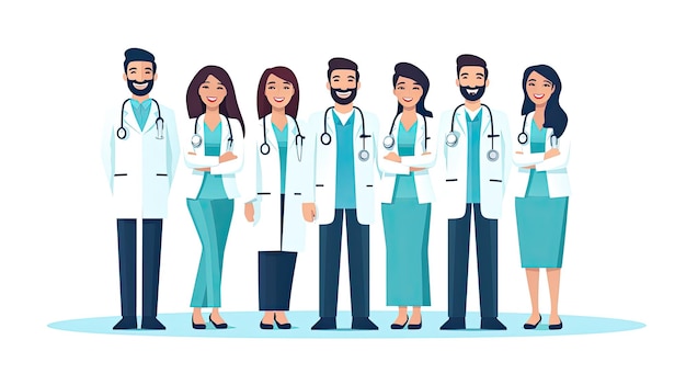 Healthcare workers team Doctor nurse surgeon surgeon surgeon Vector illustration in cartoon st