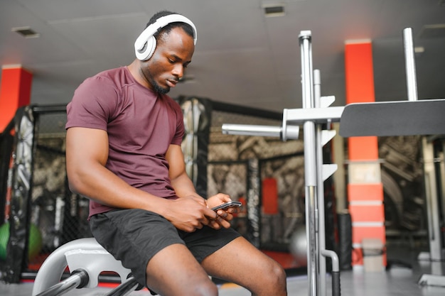 healthy african american man resting after workout