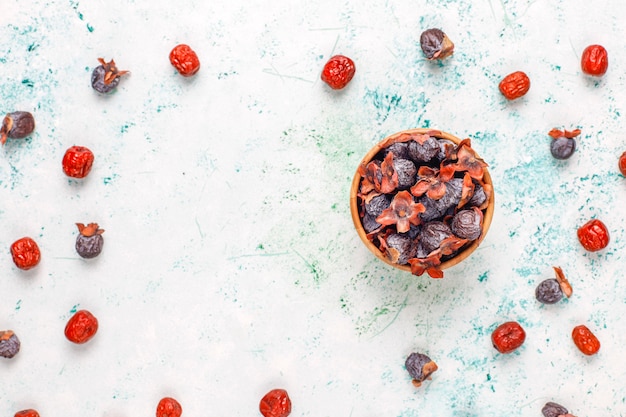 Healthy assortment dry fruits,top view