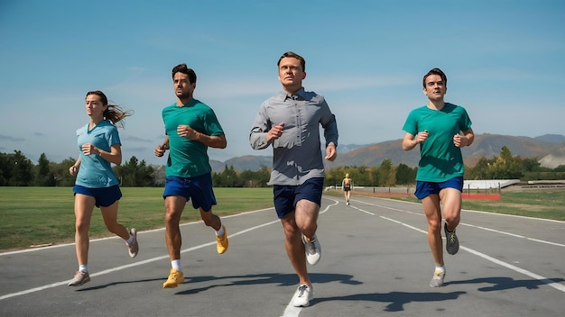 Healthy athletes running on a sunny day