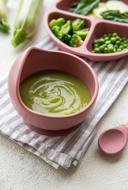 Healthy baby food in bowl