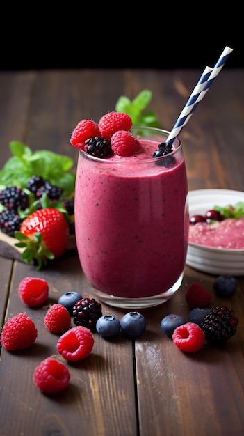 Healthy berry breakfast smoothie