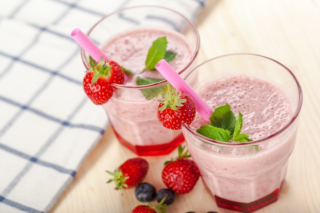 Healthy berry smoothie in glass