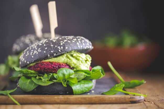 Photo healthy black vegan burgers