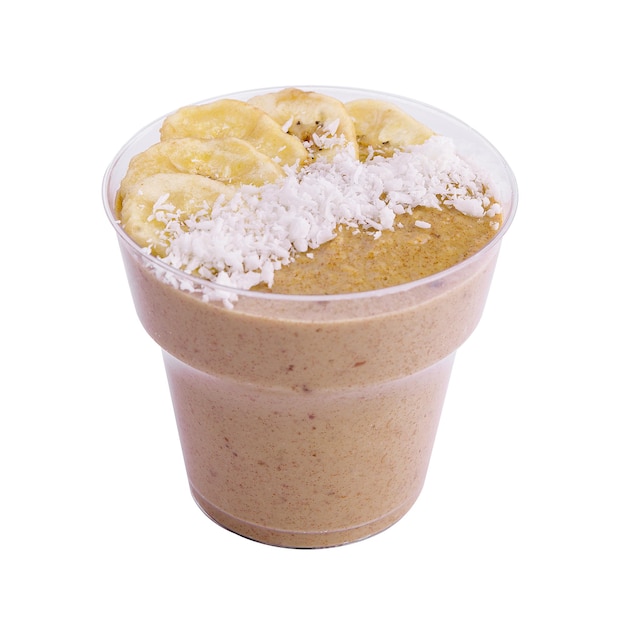 Фото Здоровая чаша для завтрака с йогуртом, мюсли, бананом и кокосом