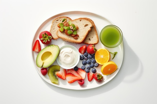Здоровый завтрак Концепция чистого правильного питания Генеративный AI