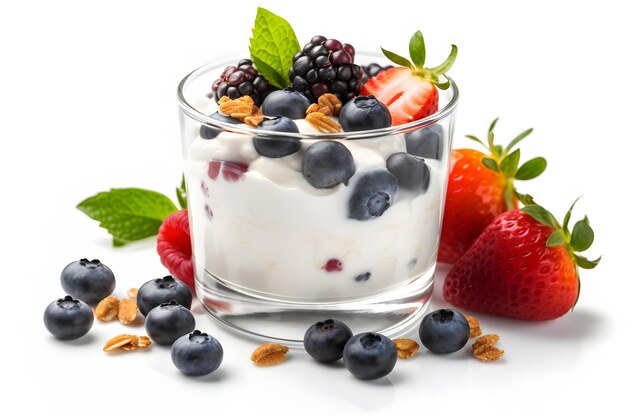 Premium AI Image | Healthy breakfast natural yogurt with fresh berries