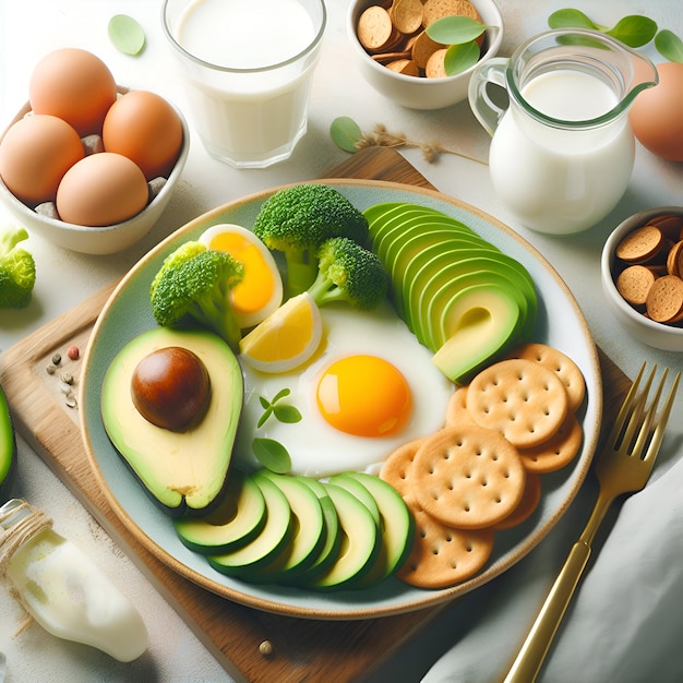 Healthy Breakfast with Avocado Milk Egg