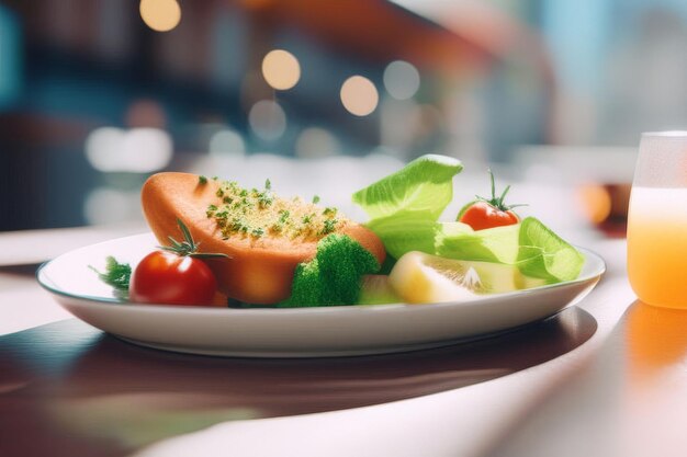 健康な朝食 新鮮な野菜とベリー