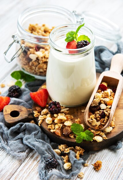 healthy breakfast yogurt and granola