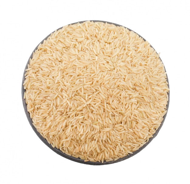 Healthy Brown Rice on White Background