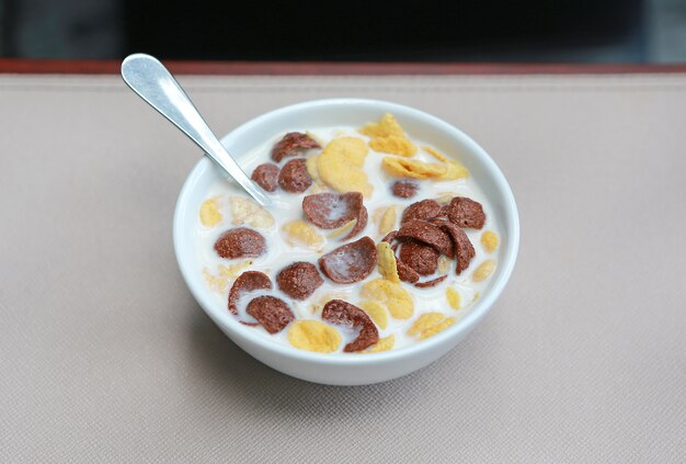 Healthy cereal breakfast on table