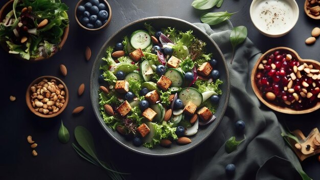 Photo healthy chicken salad bowl ai generated illustration realistic
