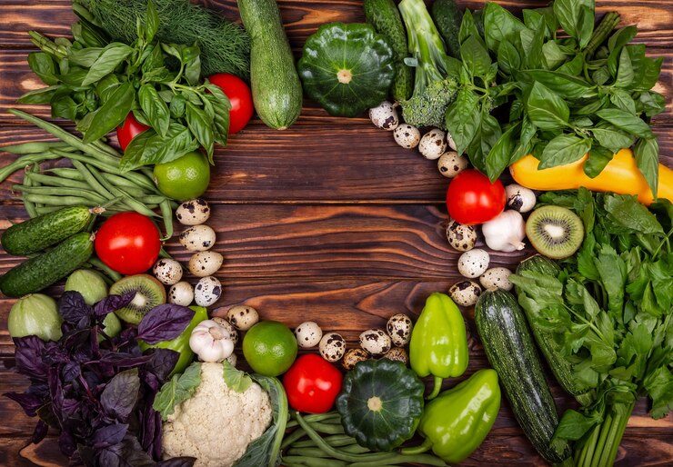 Healthy clean eating layout vegetarian food diet nutrition concept