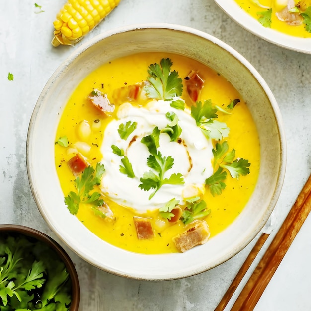 Healthy corn egg soup