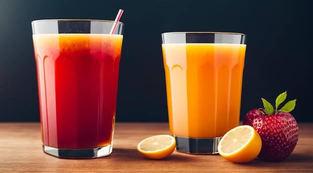 Healthy and Delicious Fruit Juice on glasses Food photography