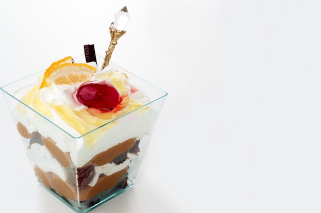 Healthy  dessert with creamy yoghurt layered 