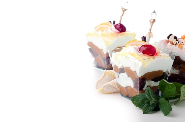 Healthy  dessert with creamy yoghurt layered 