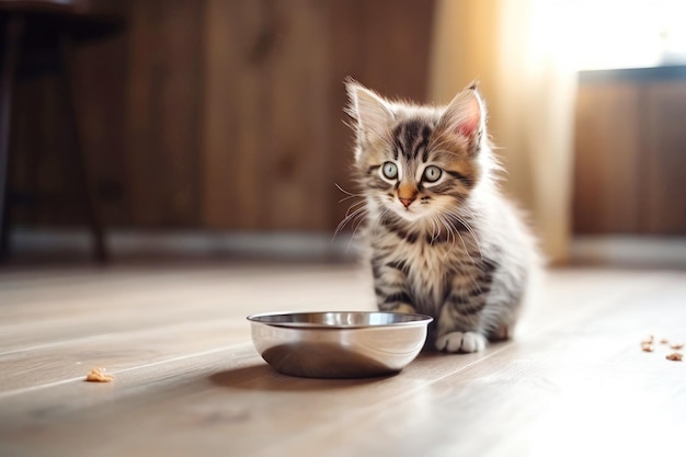 Photo healthy diet choices cute cat's mealtime