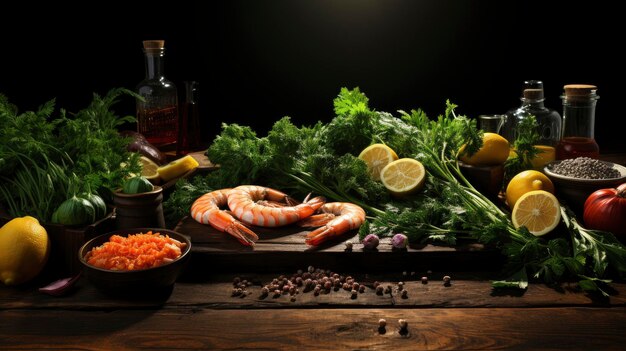 Healthy Dinner Ingredients Food Frame Shrimps Background Images Hd Wallpapers Background Image