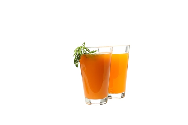 Photo healthy drink carrot juice isolated on white background