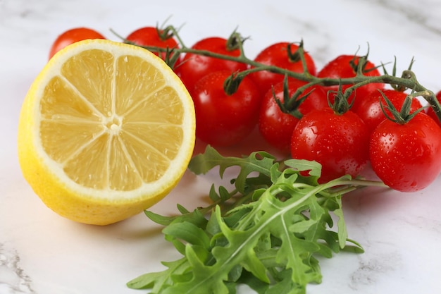 Healthy eating background Vegetables and greens on the table