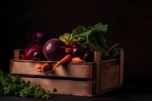 Photo healthy eating concept box with vegetables neural network ai generated