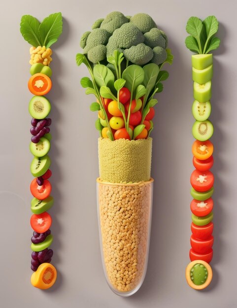 Healthy eating concept Vegetables and fruits in a scoop