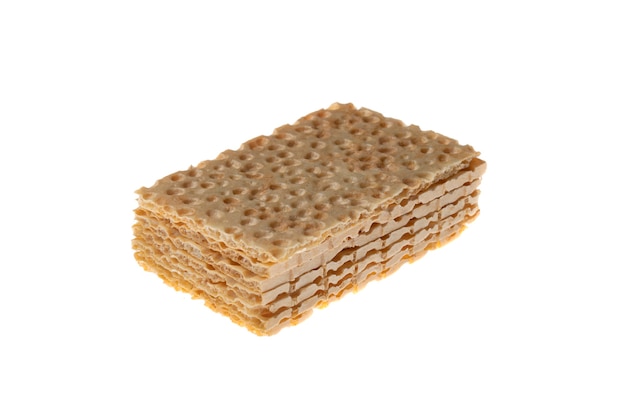 A healthy eco product, crispy crispbread isolated on white