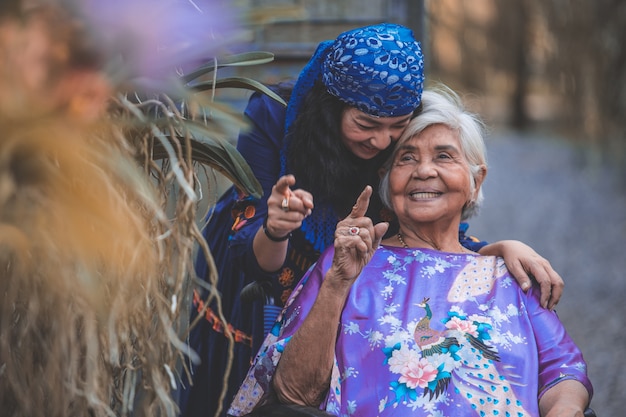 Healthy. family. Daughter help senior mother exercise. Concept of health of the senior.