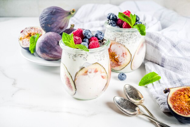 Healthy figs and chia dessert