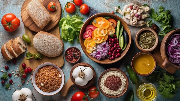 Healthy food for balanced flexitarian mediterranean diet