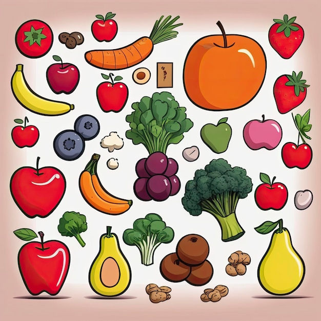 Photo healthy food cartoon