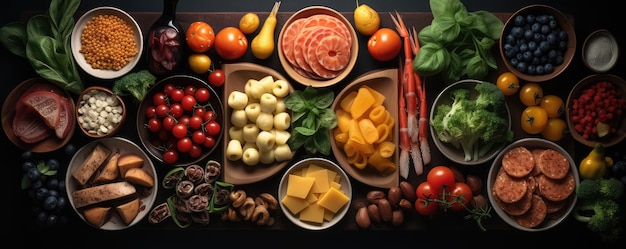 Foto cibo sano alimentazione pulita selezione frutta verdura semi superalimentazione