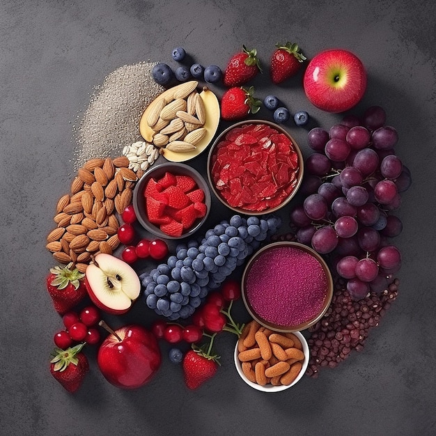 Healthy food clean eating selection only purple and red Generative AI