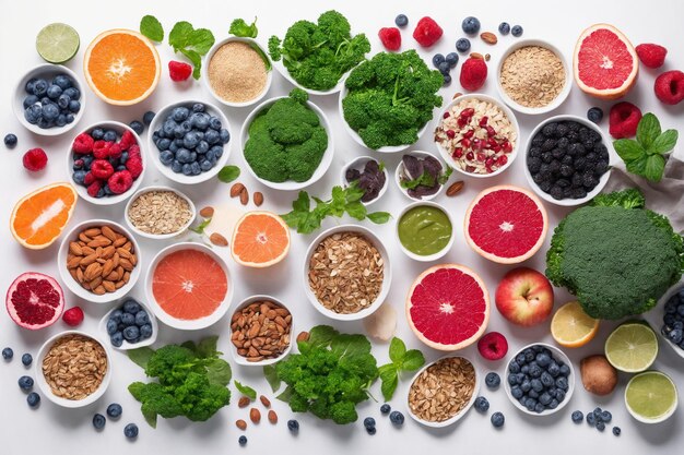 Фото Здоровая еда чистый выбор продуктов питания овощи фрукты орехи ягоды и грибы петрушка специи