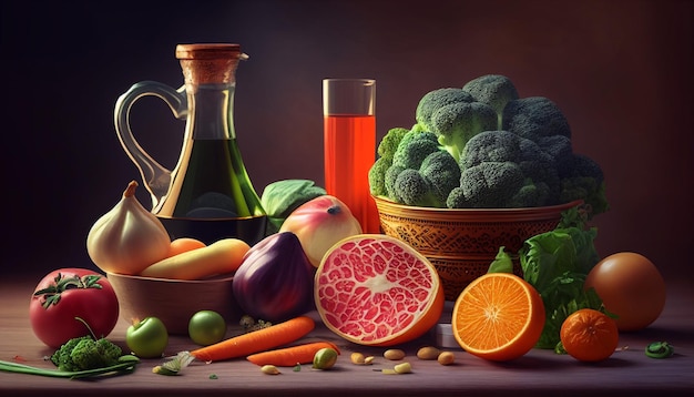 Healthy food concept background created with AI tools