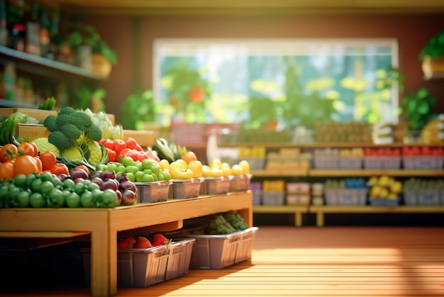 Healthy food concept Vitamins and minerals in fresh vegetables fruits Copy space for mockup
