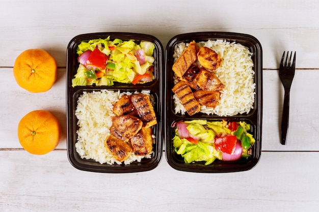 Healthy food delivery or take away lunch in container