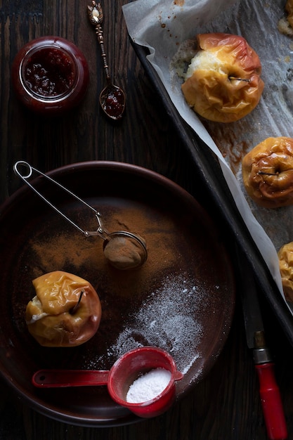 Healthy food dessert baked apples