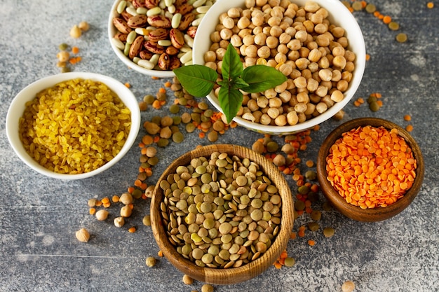 健康食品ダイエットビーガンタンパク質源マメ科植物の生ひよこ豆赤レンズ豆