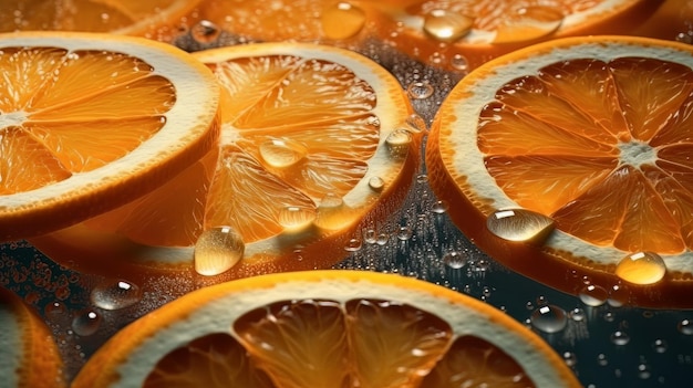 Healthy food fresh sliced citrus on neutral background generative ai illustration