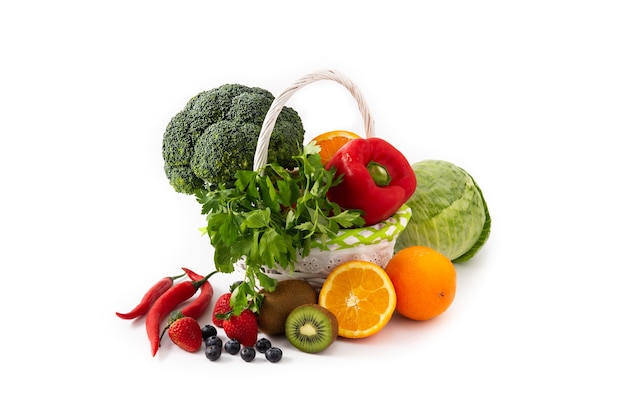 Healthy food, fruits and vegetables isolated