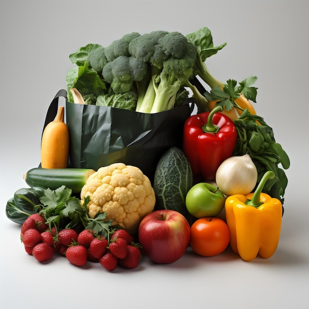 Healthy food fruits and vegetables in a shop