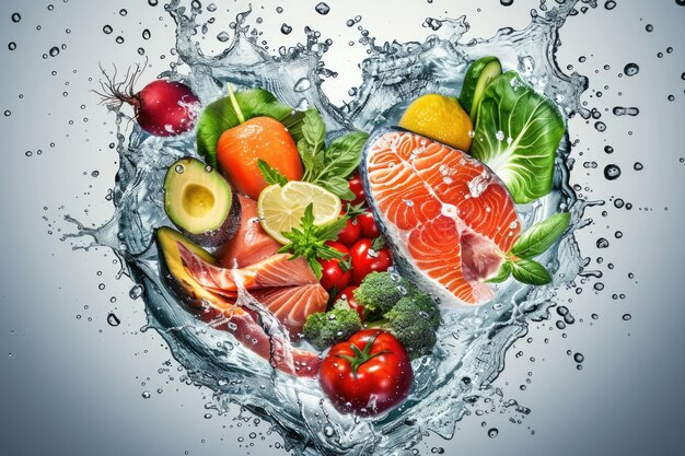 Photo healthy food heart health water diet sport lifestyle concept