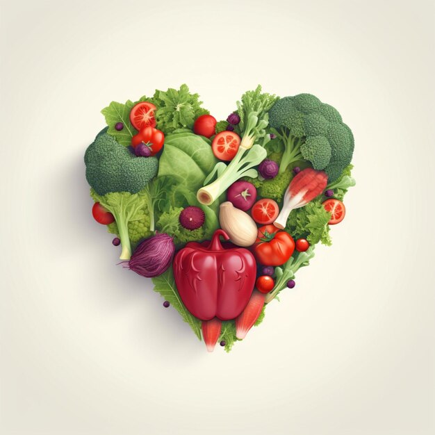 Иллюстрация здоровой пищи для здорового сердца Здоровая пища делает сердце здоровым