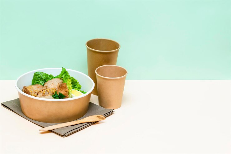 クラフト紙カートンエコフレンドリーボックス使い捨てボウル包装容器カップでの健康食品ランチ