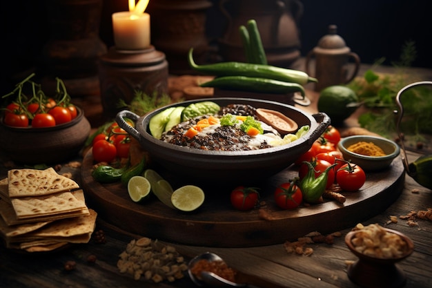 민족 채식 요리의 건강한 음식 사진