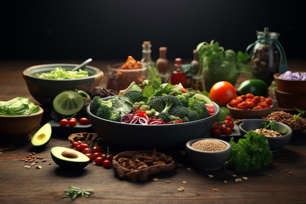 Фотография здоровой еды в веганских и вегетарианских блюдах