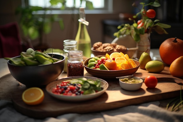 Healthy food photography on a well set table